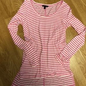 Banana Republic  Small Striped Pink‎ White Shirt